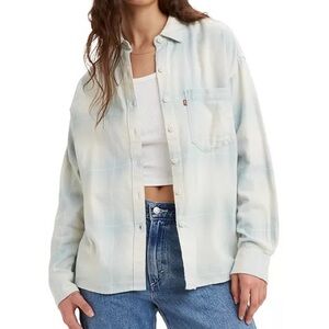 Levi’s Women’s Blue/White Plaid Davey Button Shirt Sz L